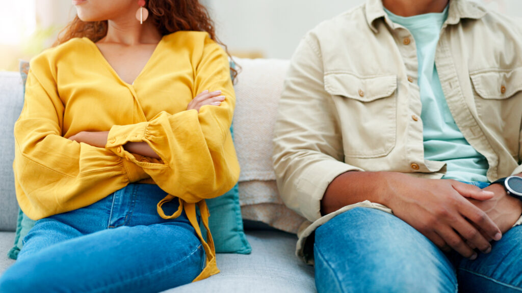 Couple experiencing conflict and emotional distance during a difficult relationship moment