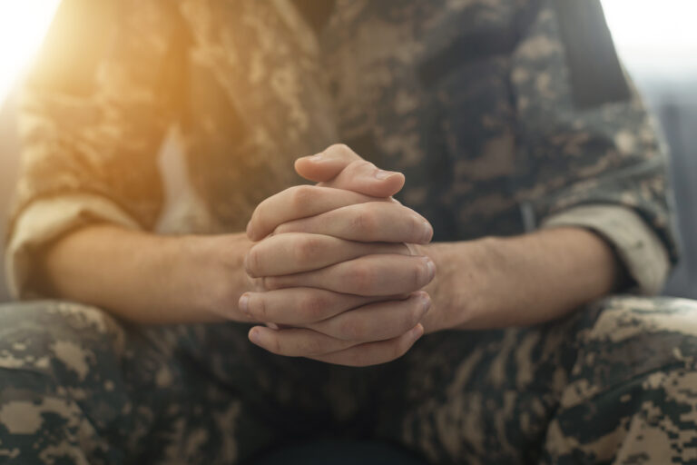 soldier suffering from depression PTSD concept